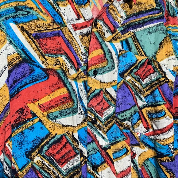 MENS VINTAGE 90S 2XL ABSTRACT PRINT SHIRT - Picture 3 of 4